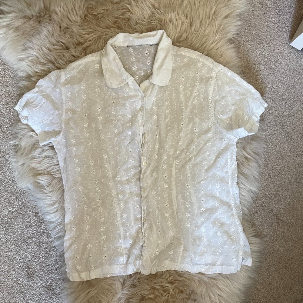 Vintage White Lace/Embroidered Shirt